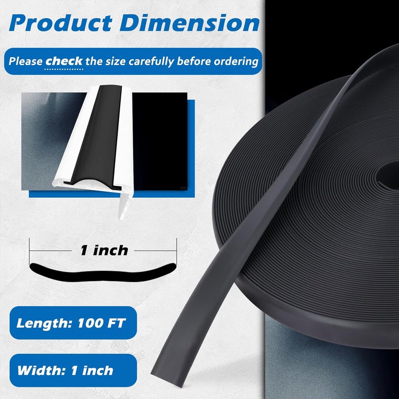SoCiMa 1" RV Trim Molding Insert with Flat Metal End Caps, RV Screw Cover Trim, Vinyl RV Corner Molding, Weather Stripping Roof Gutter Trim Exterior for RV Camper Travel Trailer (Black, 100FT - 1" Wide) - Image 3